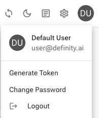 User menu — Generate Token